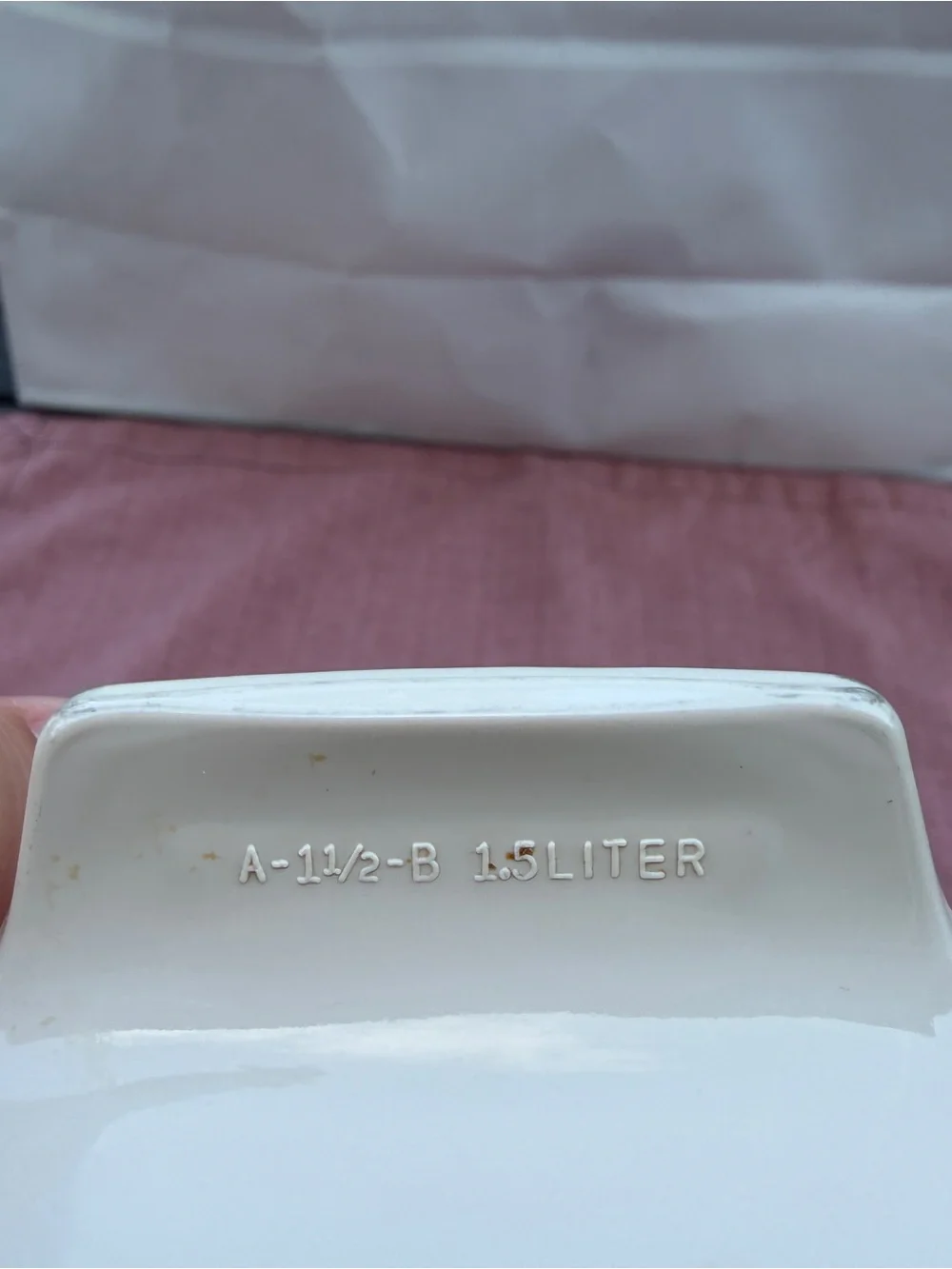Corningware White Ceramic Casserole Dish with Pink Heart Motif